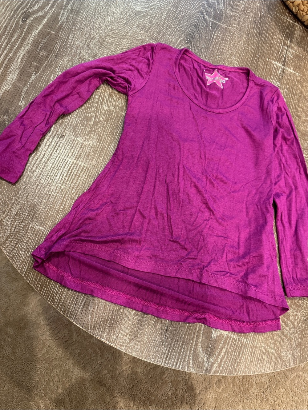 Girls' Long-Sleeve Scoop Neck Tee in Bright Magenta